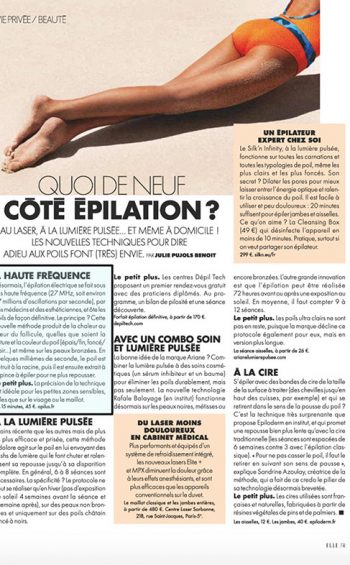 article ELLE - Epilation Définitive Haute Fréquence - Pyrène