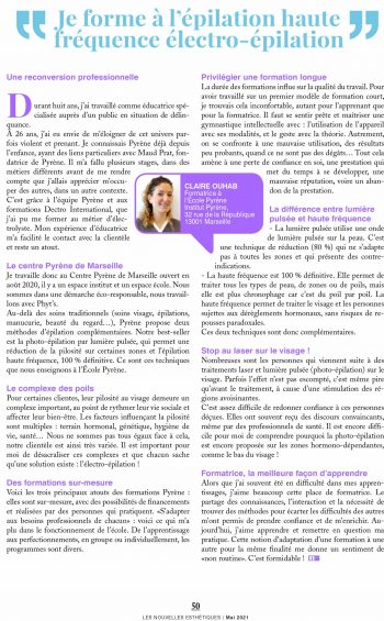 Nouvelles Esthétiques - Mai 2021 - Interview de Claire, Pyrène Marseille
